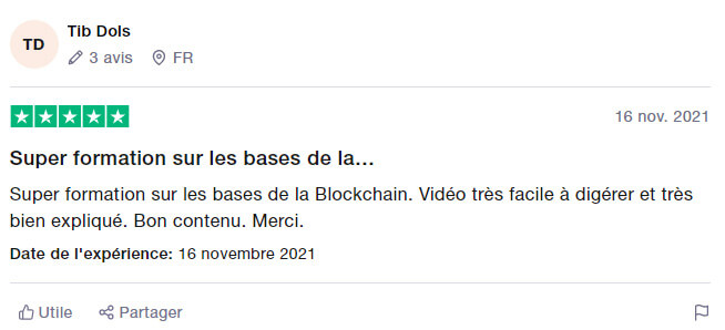 Témoignage 2 : Super formation sur les bases de la Blockchain